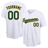 Benutzerdefinierte Authentisch Baseball-Trikot Weiß-Grün-Gold Netz