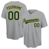 Benutzerdefinierte Authentisch Baseball-Trikot Grau-Grün-Gold Netz