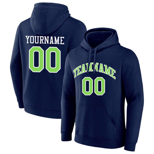 Benutzerdefinierte Authentisch Sweatshirt-Kapuzenpulli Marine-Neongrün-Weiß