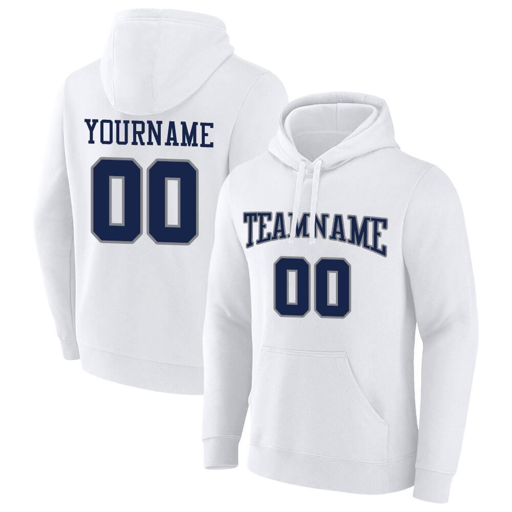 Benutzerdefinierte Authentisch Sweatshirt-Kapuzenpulli Weiß-Marine-Grau