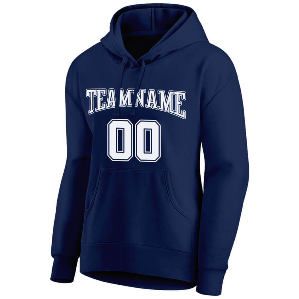 Benutzerdefinierte Authentisch Sweatshirt-Kapuzenpulli Marine-Weiß