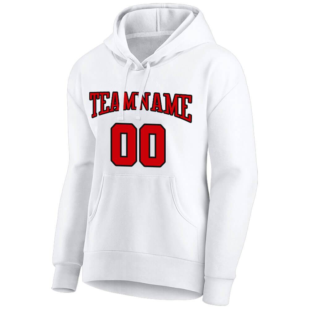 Benutzerdefinierte Authentisch Sweatshirt-Kapuzenpulli Weiß-Rot-Schwarz