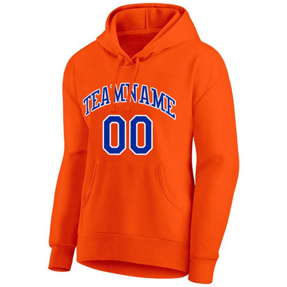 Benutzerdefinierte Authentisch Sweatshirt-Kapuzenpulli Orange-Blau-Weiß