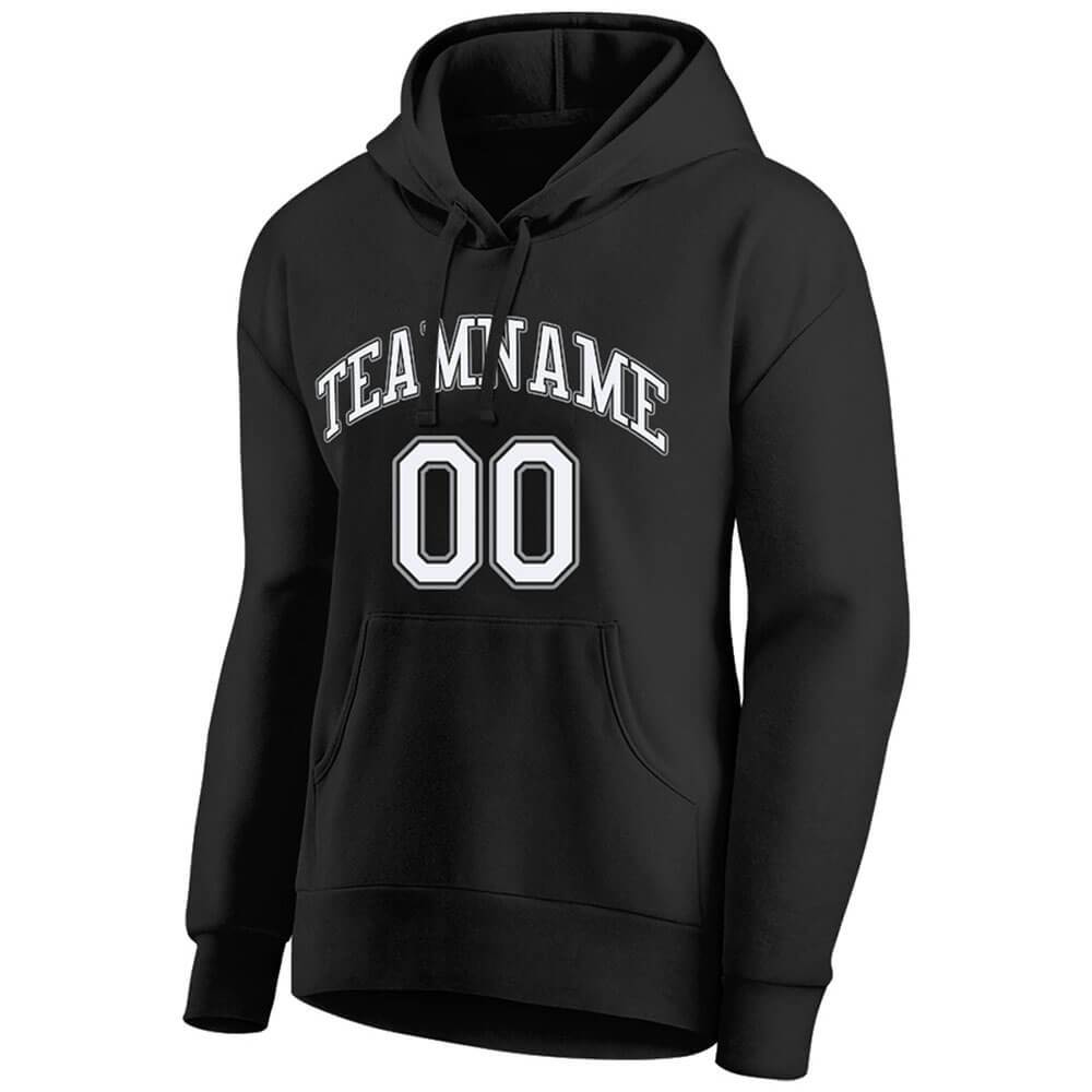 Benutzerdefinierte Authentisch Sweatshirt-Kapuzenpulli Schwarz-Weiß-Grau