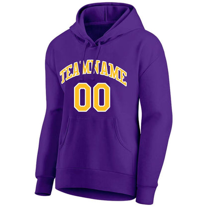 Benutzerdefinierte Authentisch Sweatshirt-Kapuzenpulli Violett-Gelb-Weiß