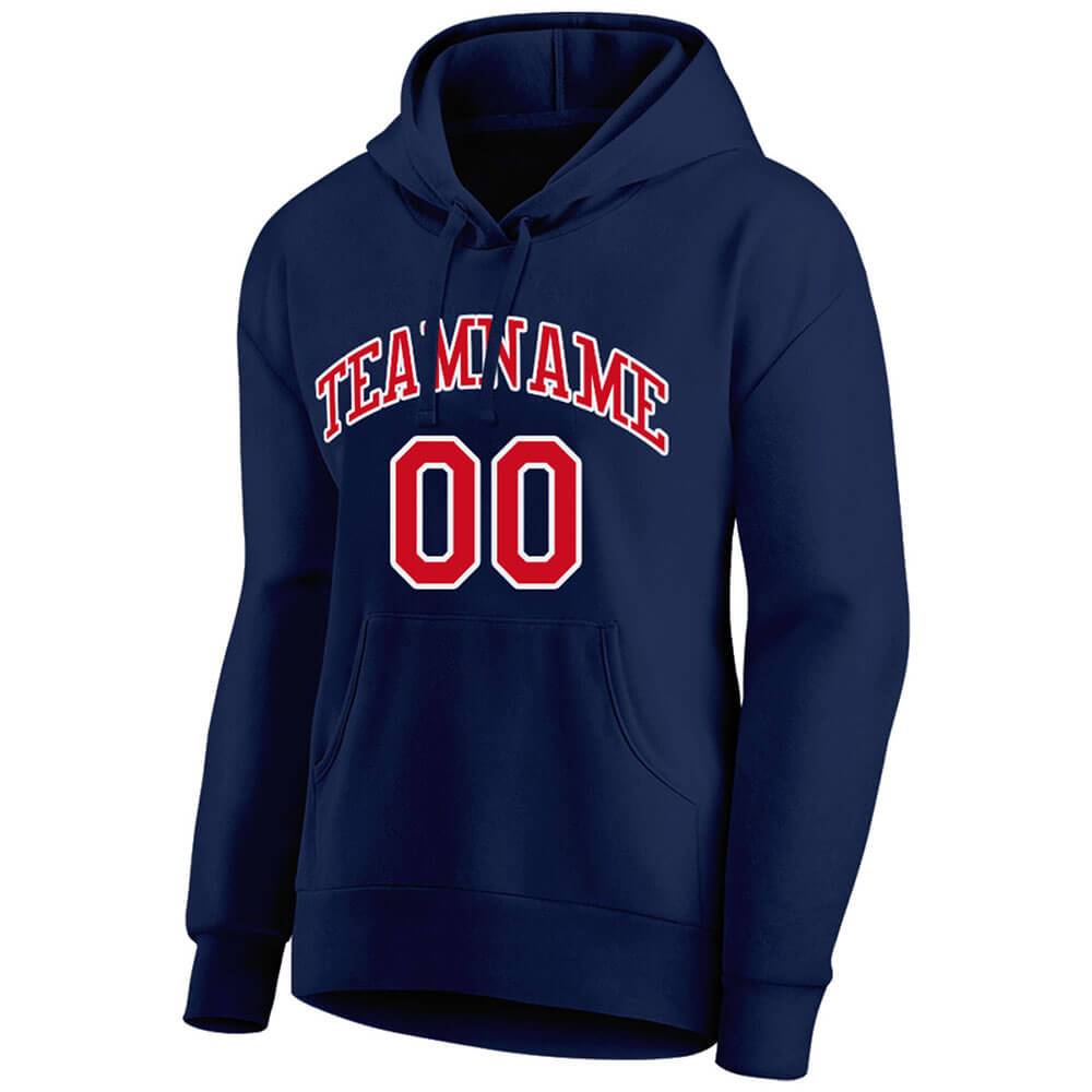 Benutzerdefinierte Authentisch Sweatshirt-Kapuzenpulli Marine-Rot-Weiß