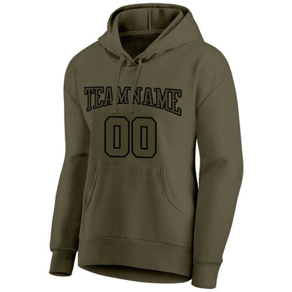Benutzerdefinierte Authentisch Sweatshirt-Kapuzenpulli Oliv-Schwarz