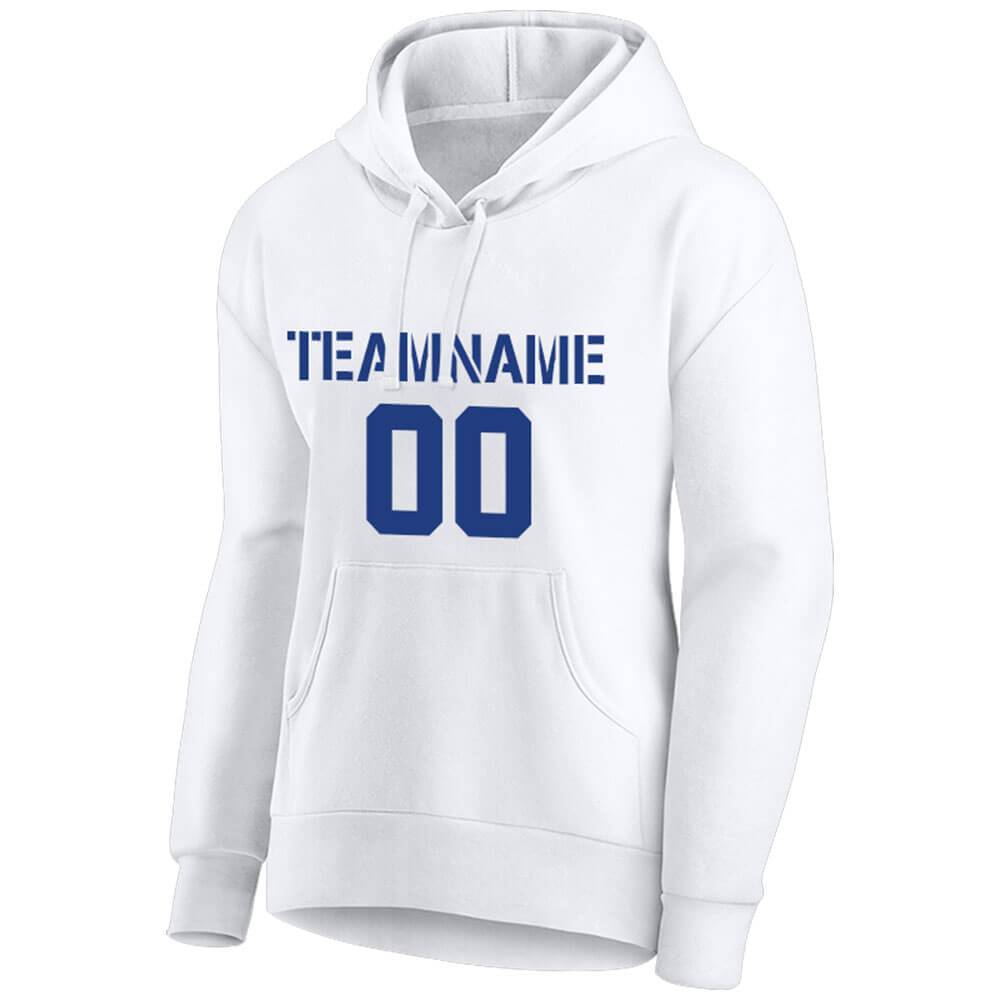 Benutzerdefinierte Authentisch Sweatshirt-Kapuzenpulli Weiß-Royal