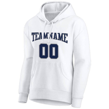 Benutzerdefinierte Authentisch Sweatshirt-Kapuzenpulli Weiß-Royal