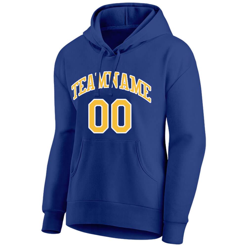 Benutzerdefinierte Authentisch Sweatshirt-Kapuzenpulli Königlich-Gelb-Weiß