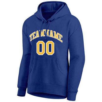 Benutzerdefinierte Authentisch Sweatshirt-Kapuzenpulli Königlich-Gelb-Weiß