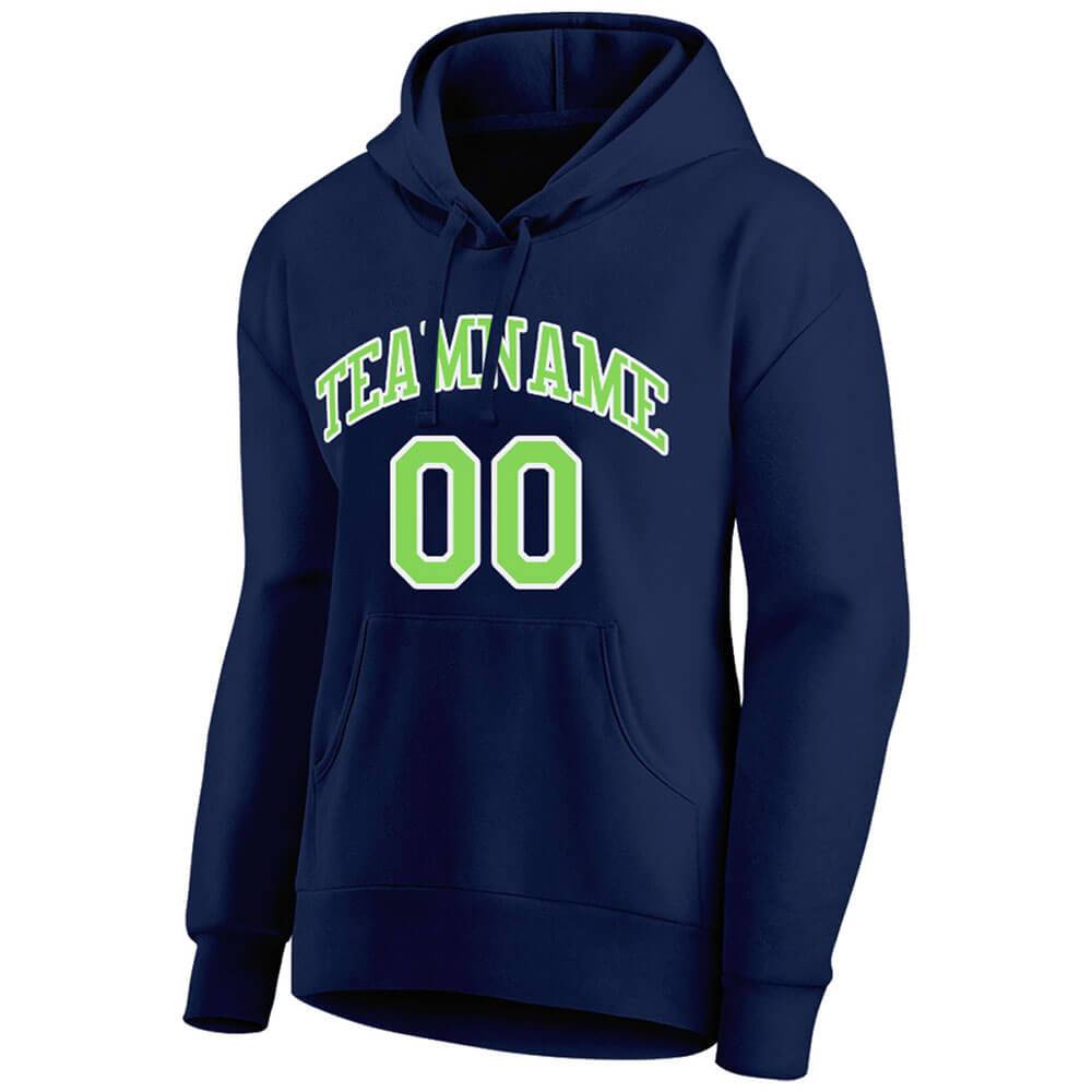 Benutzerdefinierte Authentisch Sweatshirt-Kapuzenpulli Marine-Neongrün-Weiß