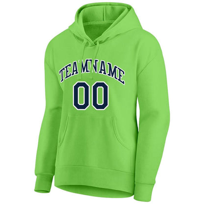 Benutzerdefinierte Authentisch Sweatshirt-Kapuzenpulli Marine-Neongrün-Weiß