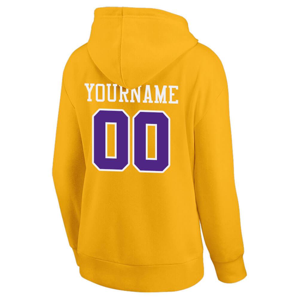 Benutzerdefinierte Authentisch Sweatshirt-Kapuzenpulli Gelb-Violett-Weiß