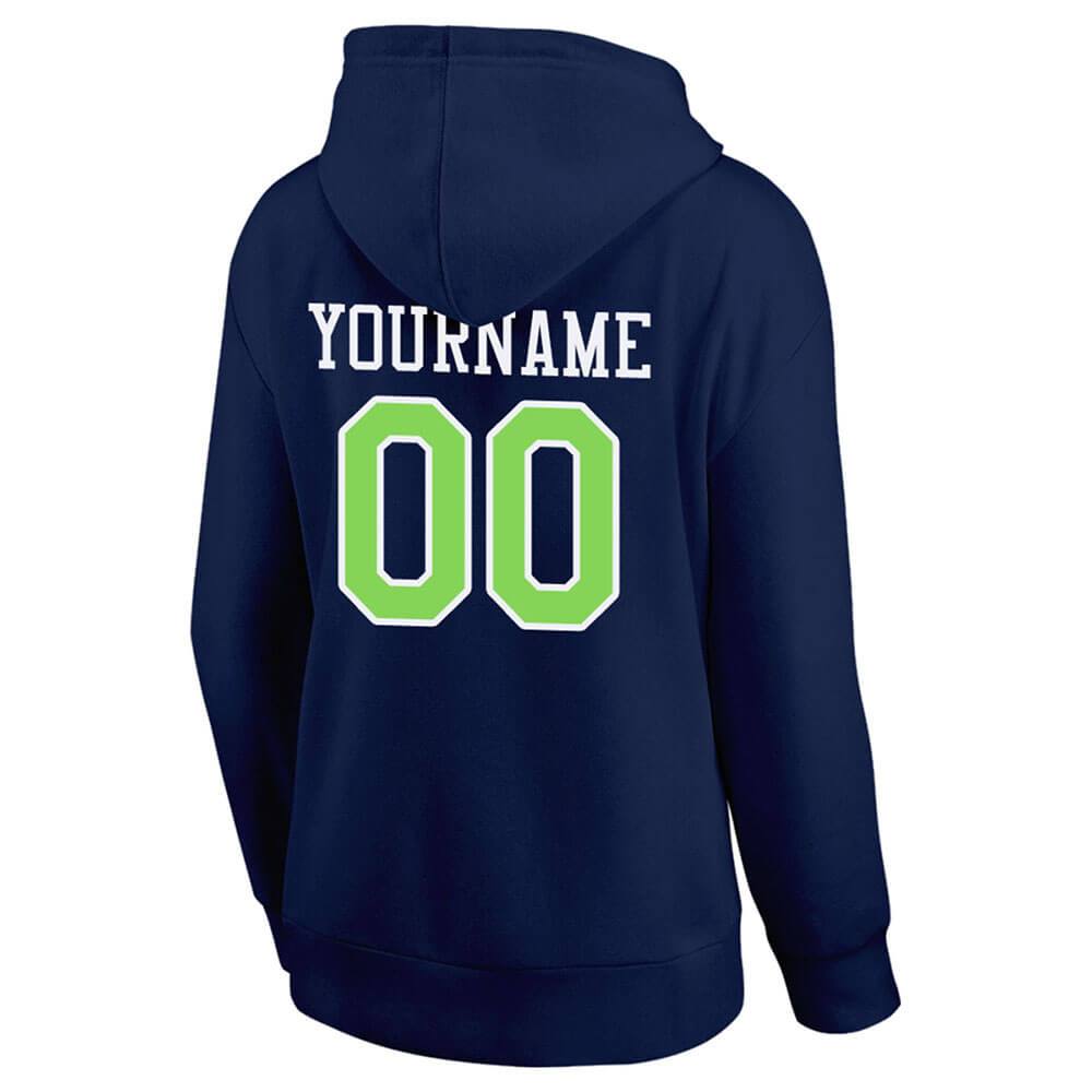 Benutzerdefinierte Authentisch Sweatshirt-Kapuzenpulli Marine-Neongrün-Weiß