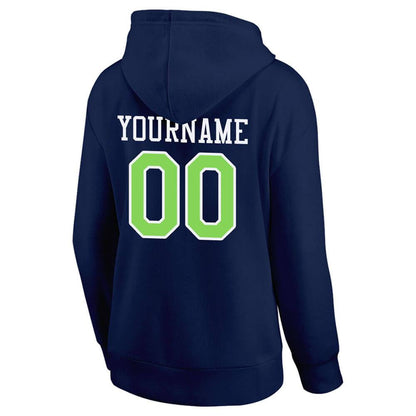 Benutzerdefinierte Authentisch Sweatshirt-Kapuzenpulli Marine-Neongrün-Weiß