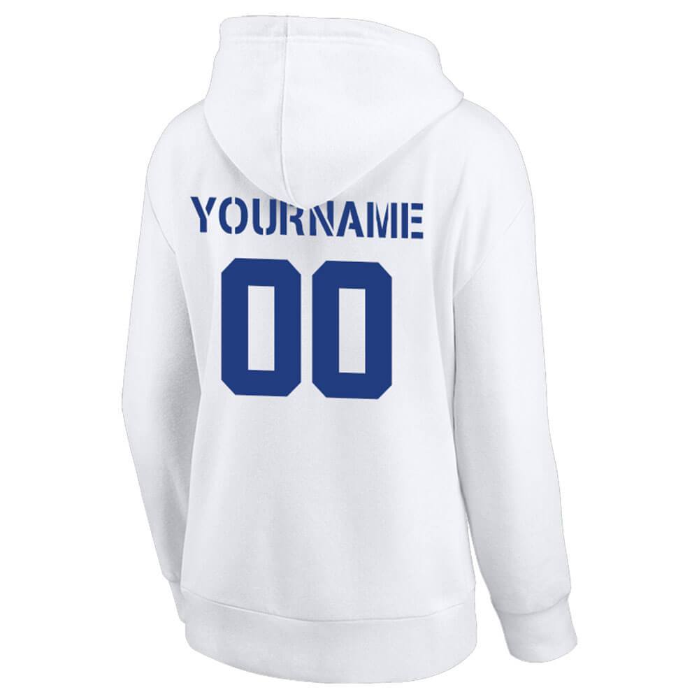 Benutzerdefinierte Authentisch Sweatshirt-Kapuzenpulli Weiß-Royal
