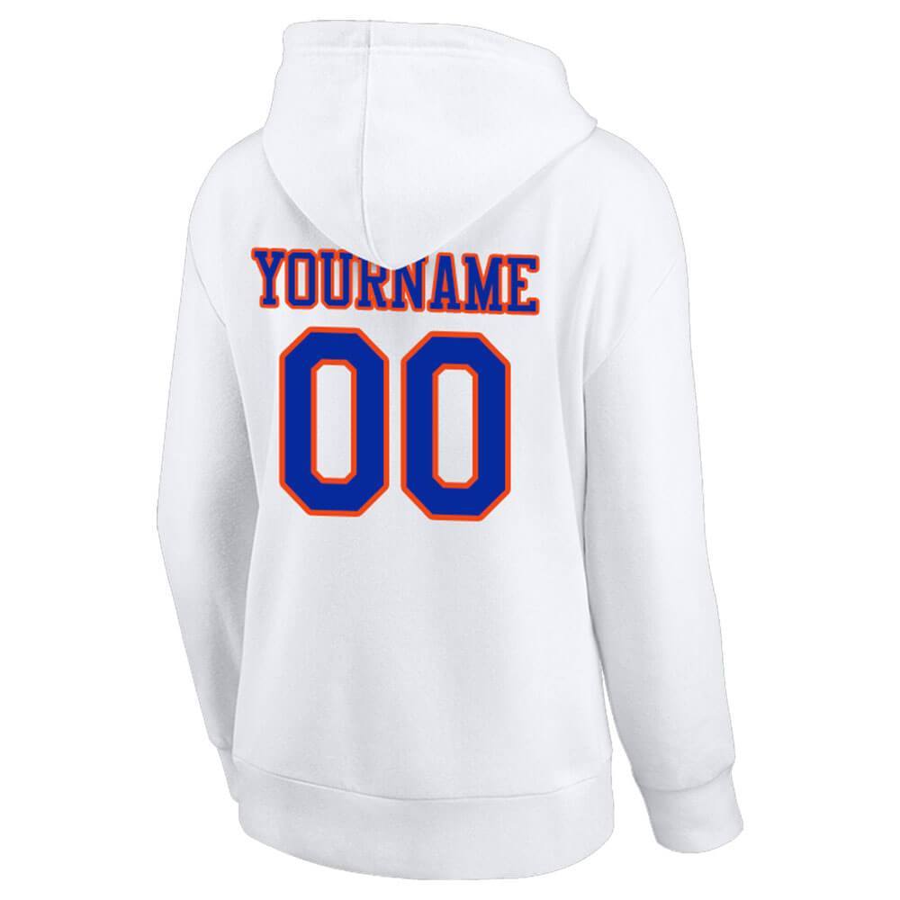 Benutzerdefinierte Authentisch Sweatshirt-Kapuzenpulli Weiß-Blau-Orange
