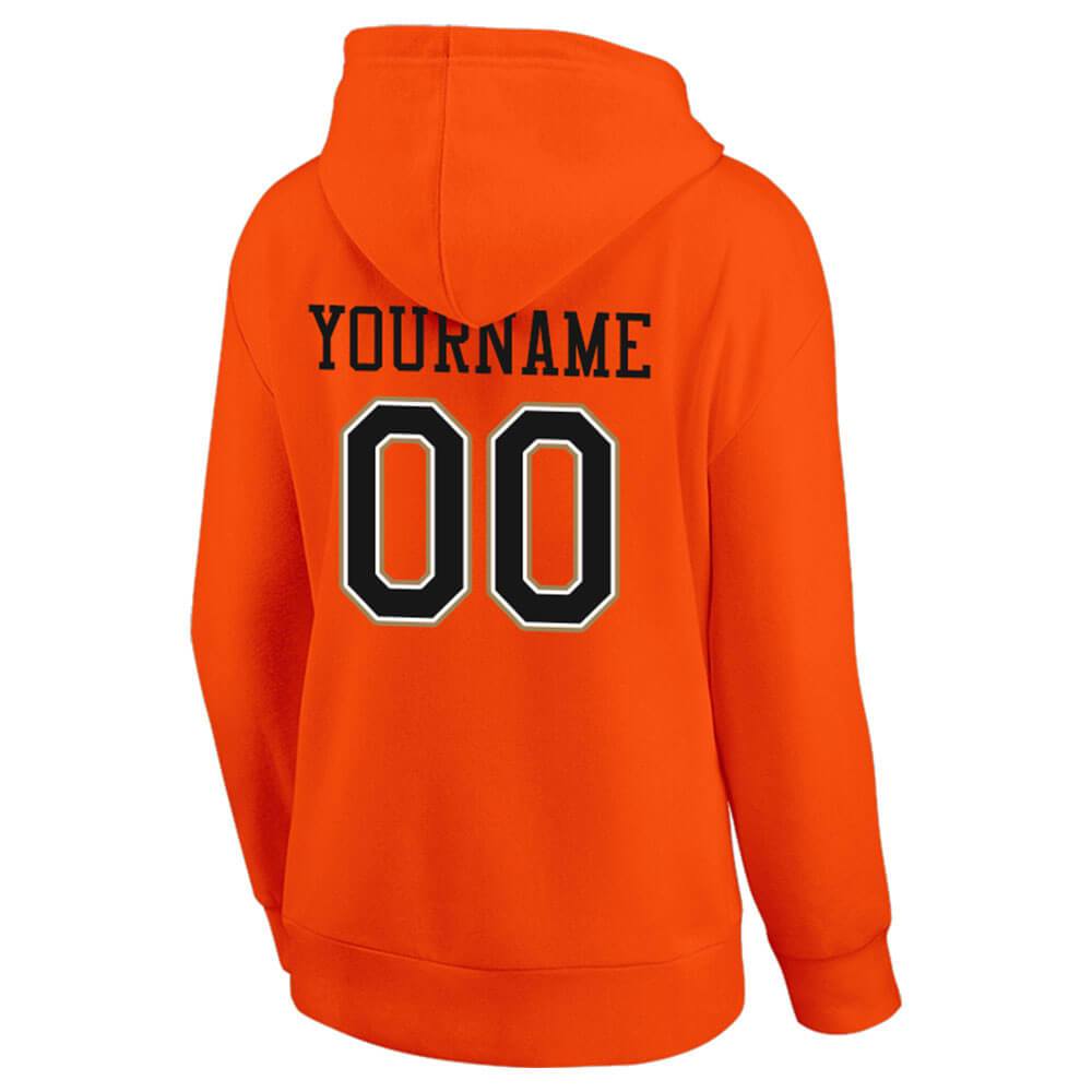 Benutzerdefinierte Authentisch Sweatshirt-Kapuzenpulli Orange-Schwarz-Weiß-Gold