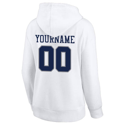 Benutzerdefinierte Authentisch Sweatshirt-Kapuzenpulli Weiß-Royal