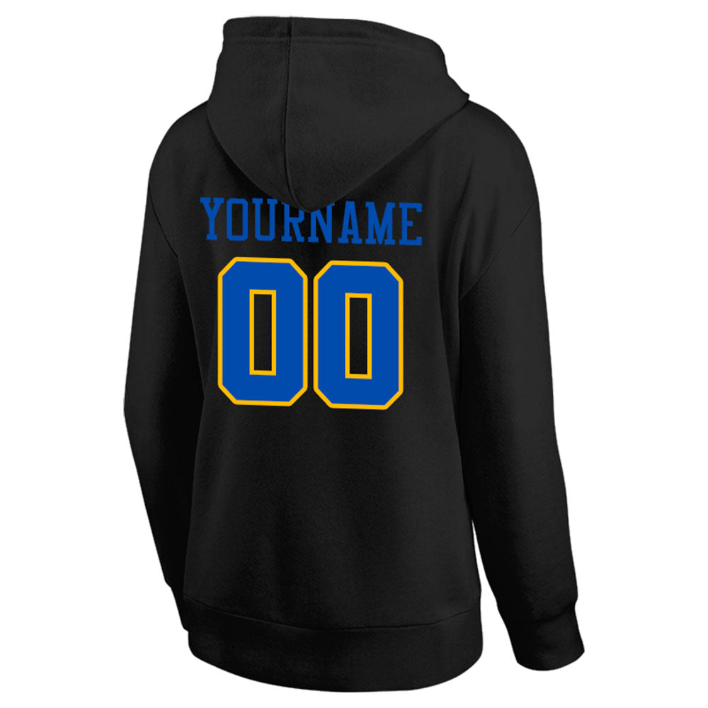 Benutzerdefinierte Authentisch Sweatshirt-Kapuzenpulli Schwarz-Blau-Gelb