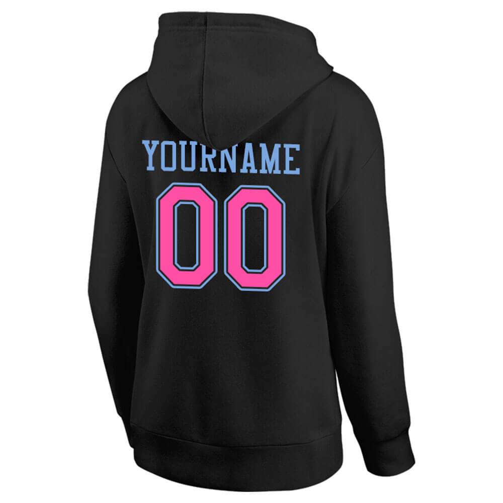 Benutzerdefinierte Authentisch Sweatshirt-Kapuzenpulli Schwarz-Hellblau-Rosa