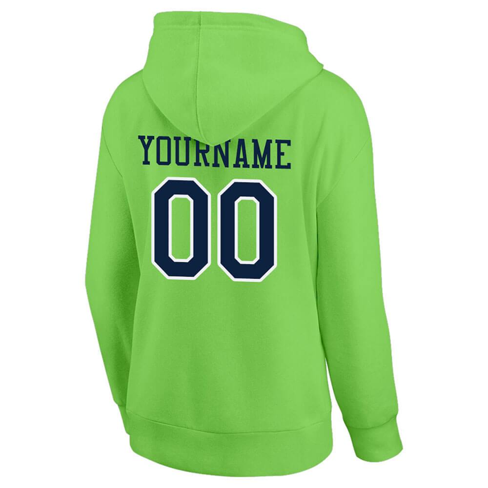 Benutzerdefinierte Authentisch Sweatshirt-Kapuzenpulli Marine-Neongrün-Weiß