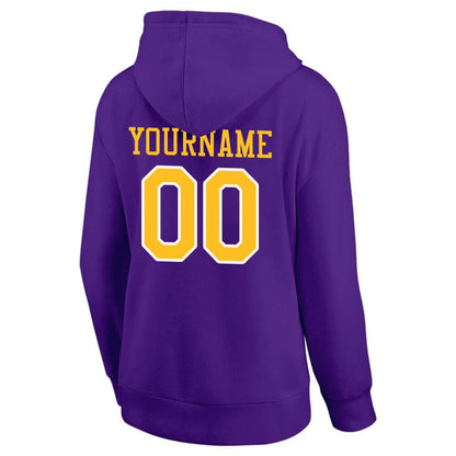 Benutzerdefinierte Authentisch Sweatshirt-Kapuzenpulli Violett-Gelb-Weiß