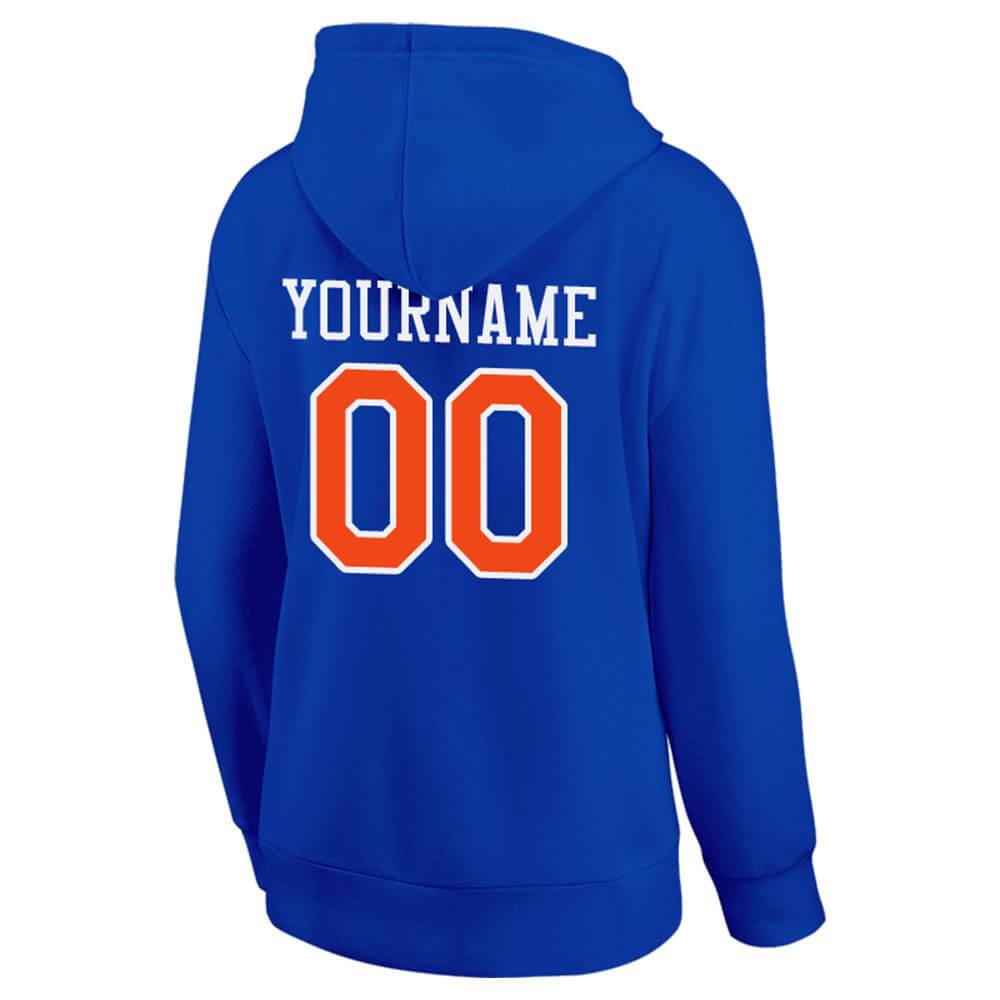 Benutzerdefinierte Authentisch Sweatshirt-Kapuzenpulli Blau-Orange-Weiß