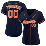 Benutzerdefinierte Authentisch Baseball-Trikot Marine-Orange-Weiß Netz