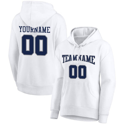 Benutzerdefinierte Authentisch Sweatshirt-Kapuzenpulli Weiß-Royal