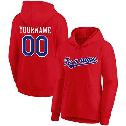 Benutzerdefinierte Authentisch Sweatshirt-Kapuzenpulli Rot-Royal-Weiß