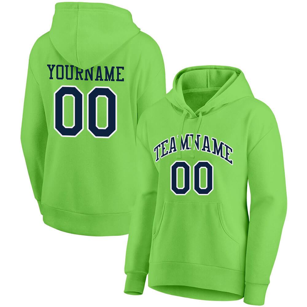 Benutzerdefinierte Authentisch Sweatshirt-Kapuzenpulli Marine-Neongrün-Weiß