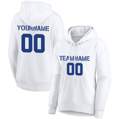 Benutzerdefinierte Authentisch Sweatshirt-Kapuzenpulli Weiß-Royal