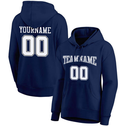 Benutzerdefinierte Authentisch Sweatshirt-Kapuzenpulli Marine-Weiß