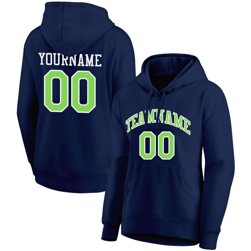 Benutzerdefinierte Authentisch Sweatshirt-Kapuzenpulli Neongrün-Marine-Weiß