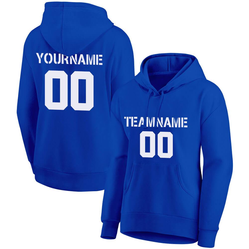 Benutzerdefinierte Authentisch Sweatshirt-Kapuzenpulli Blau-Weiß