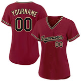 Benutzerdefinierte Authentisch Baseball-Trikot Karmesin-Schwarz-Gold Netz